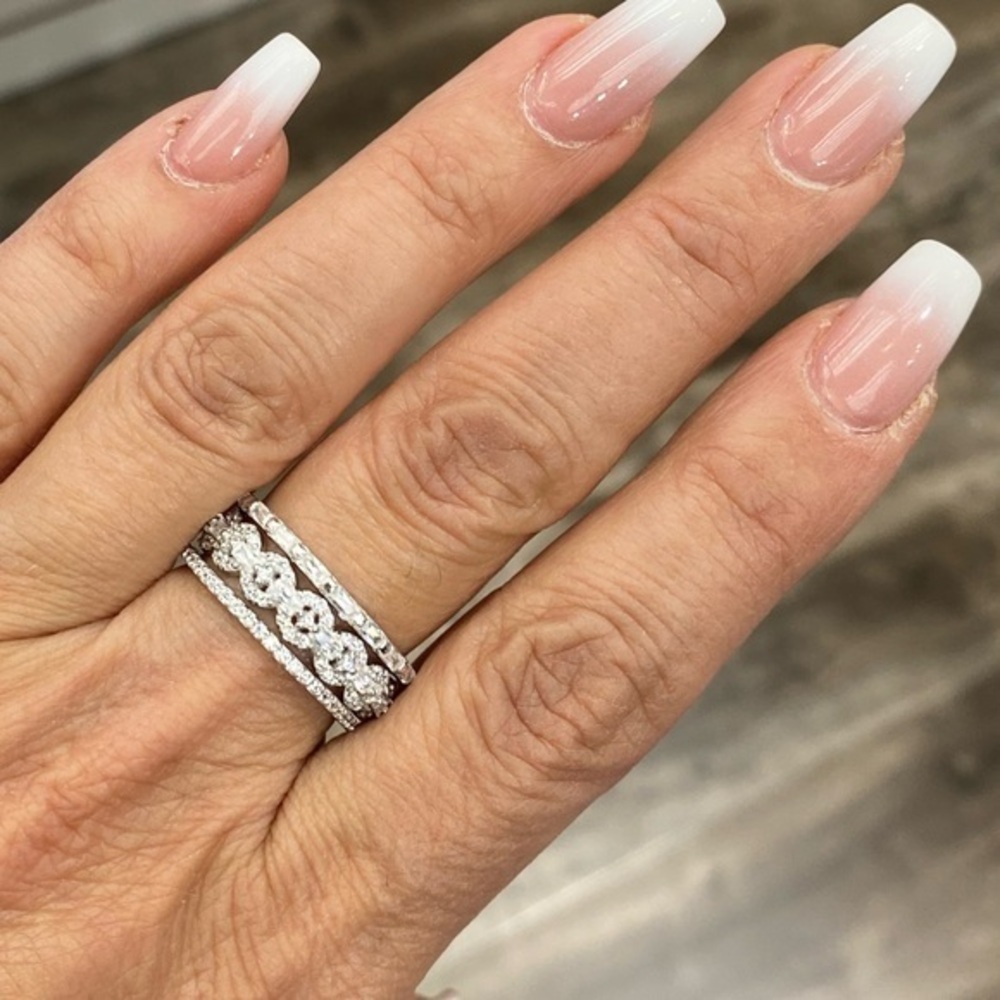 Sterling Silver 3pcs set Stacking Wedding Band Ring